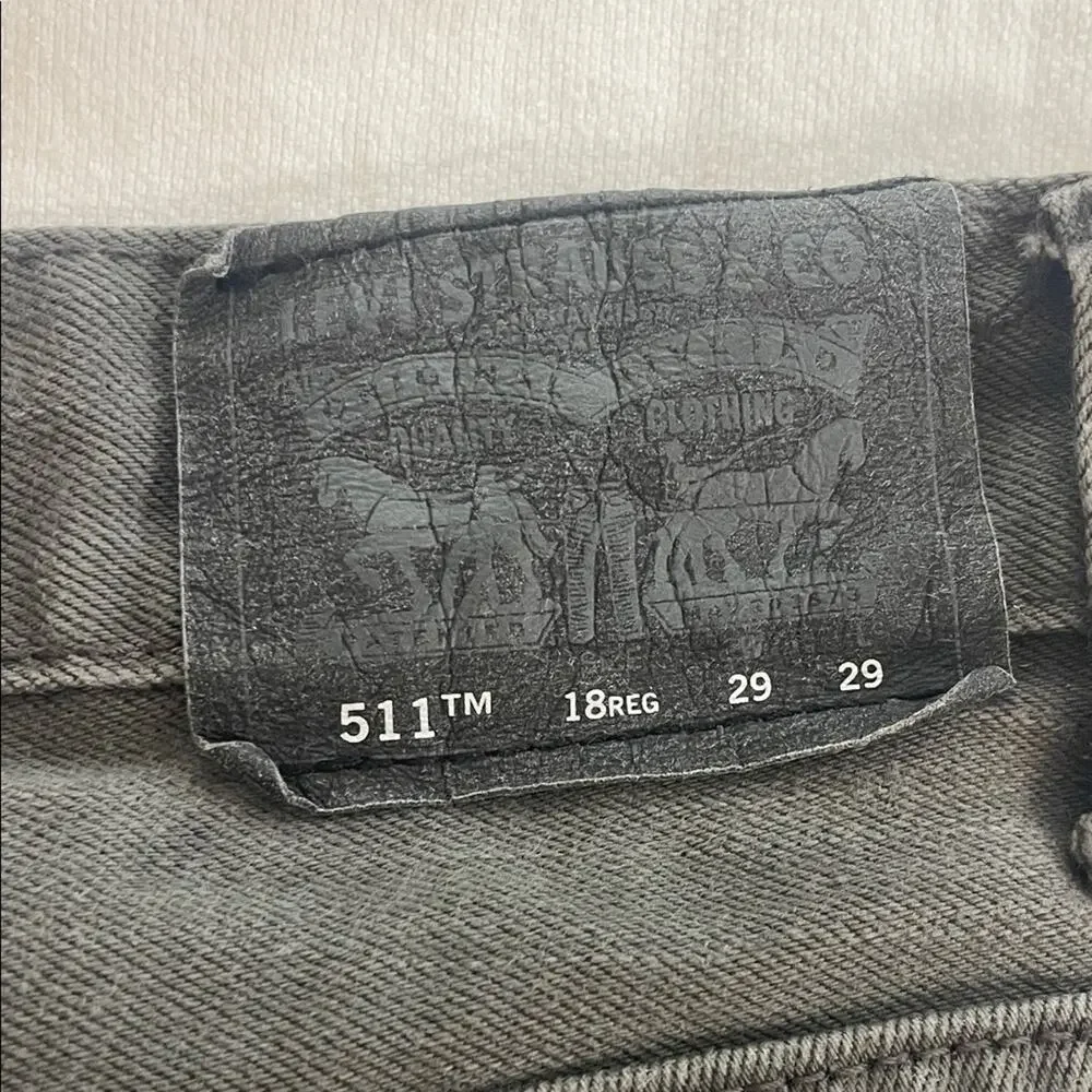 Levi’s 511 Slim Jeans Girls 18 Regular Gray Denim Pants Size 29x29